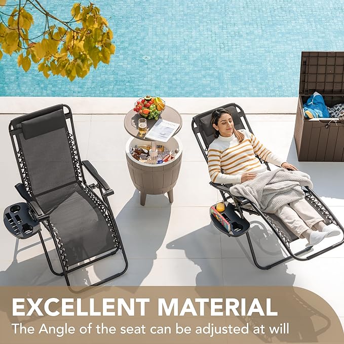 Devoko Patio Zero Gravity Chair Outdoor Free Folding Adjustable Chaise Lounge