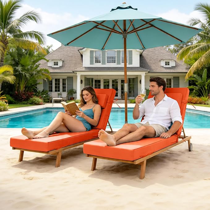 Chaise Lounge Cushions Outdoor 72x21x6 Inch, Fade Resistant 6'' Thicken Outdoor