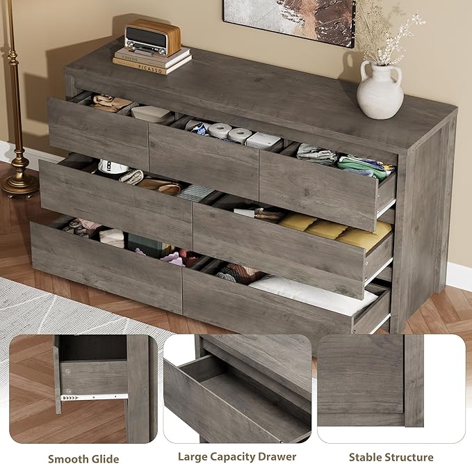GarveeHome 7 Drawer Dresser for Bedroom, Wide Modern Chest of Drawers, Large