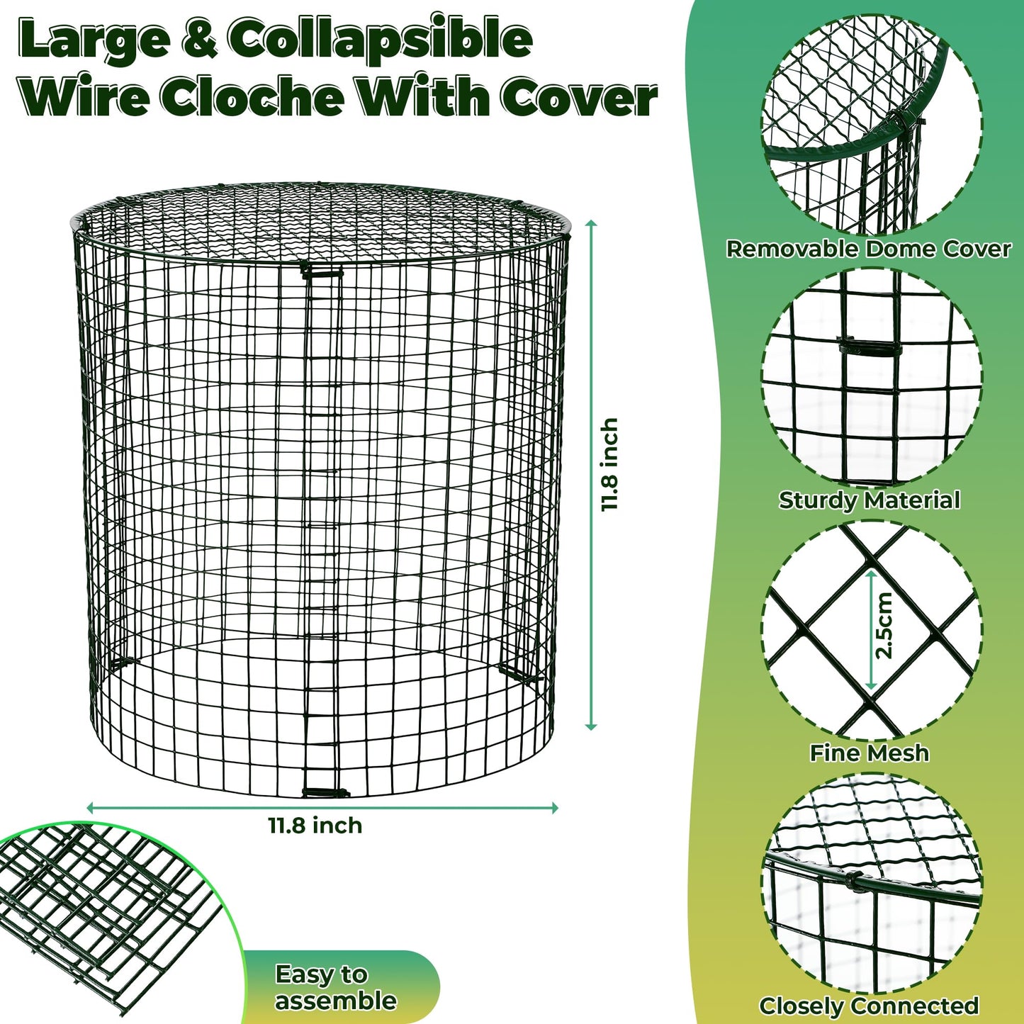 Hiboom 4 Set Garden Plant Protectors from Animals with Stakes, Metal Mesh and Detachable Covers Wire Plant Cage for Keeping Bunny Animals Out, Chicken Wire Cover Garden Protection (12x13)