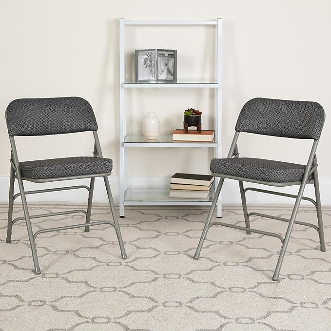 Flash Furniture 2 Pack HERCULES Series Premium Curved Triple Braced & Double