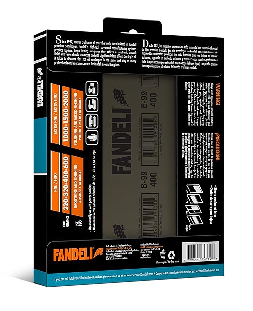 Fandeli | Waterproof Sandpaper | 2000 Grit | 25 Sheets 9'' x 11'' |