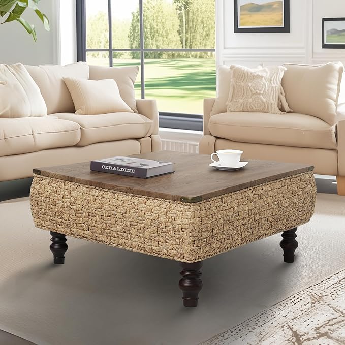 31.5" Lift Top Coffee Table for Living Room, Square Farmhouse Coffee Table