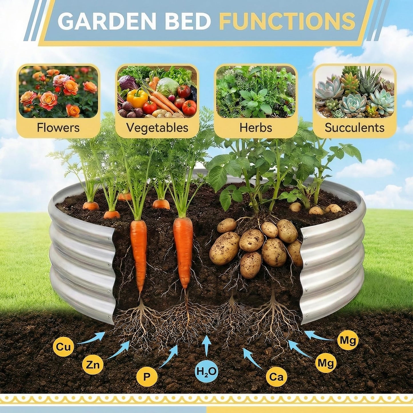 Land Guard 2 Pack 2×2×1ft Galvanized Raised Garden Bed, Planter Raised Garden Beds Outdoor, Round Clearance Raised Garden Beds for Gardening Vegetables……