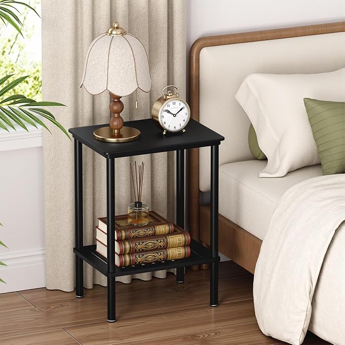 2 Tier Small Side Table, Bedside Table, Narrow Entryway Table, Bamboo End Table