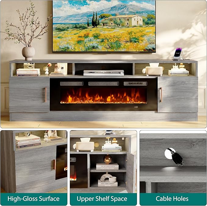 oneinmil 78" Fireplace TV Stand