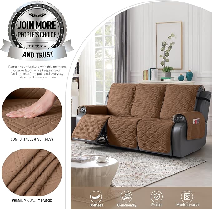 TAOCOCO 100% Waterproof Recliner Sofa Covers 3 Seater Split Couch Covers