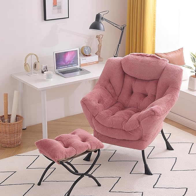 Tiita Lazy Chair with Ottoman, Comfy Leisure Sofa Reading Chair with Footrest