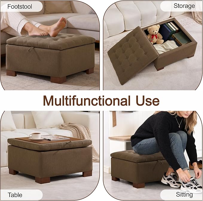 WUTUTUEE 30" Fabric Square Storage Ottoman