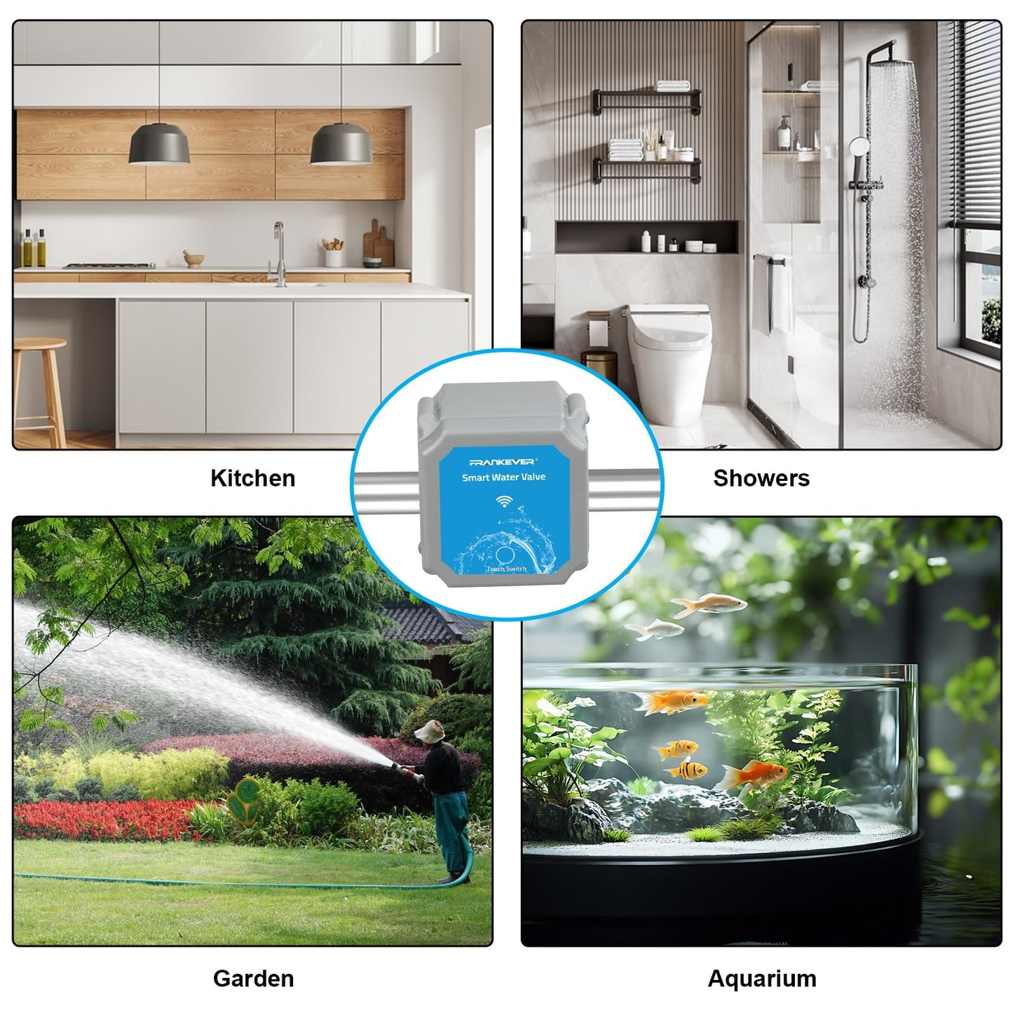DN20 Smart Water Valve 3/4 Inch Smart Water Management System WiFi Remote Control Faucet Timer for Hose, Sprinkler Water Timer, Auto Watering for Plants , Home Water Protection Systems (DN20(3/4"))