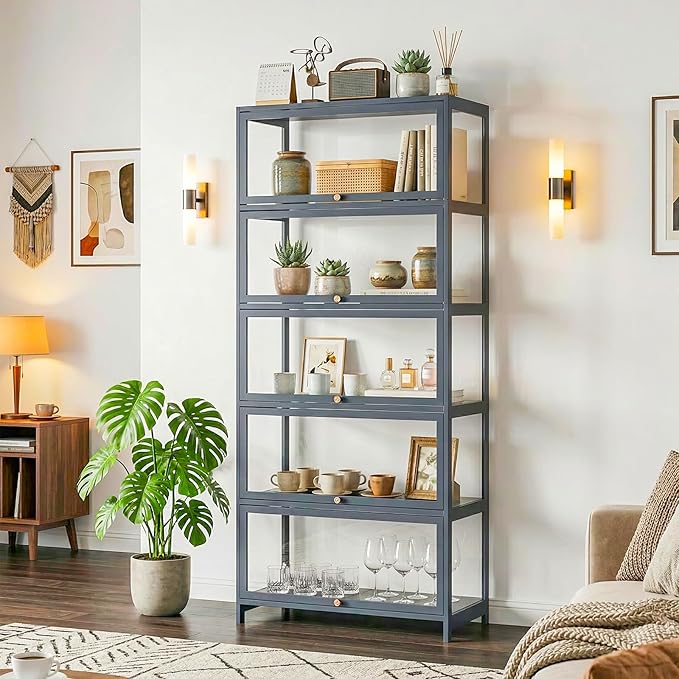 5-Tier Clear Display Cabinet