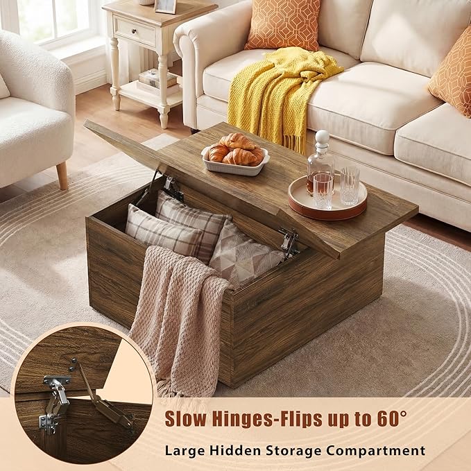HUAHUU 31.5" Lift Top Coffee Table, 4 in 1 Square Coffee Table