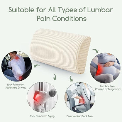 HIGOGOGO Lumbar Support Pillow for Recliner Chair/Accent Chair/Couch, Memory Foam Back Support Cushion for Elderly, Recliner Cushions for Back Rest, Pain Relief, Reading, Washable Cover, Beige