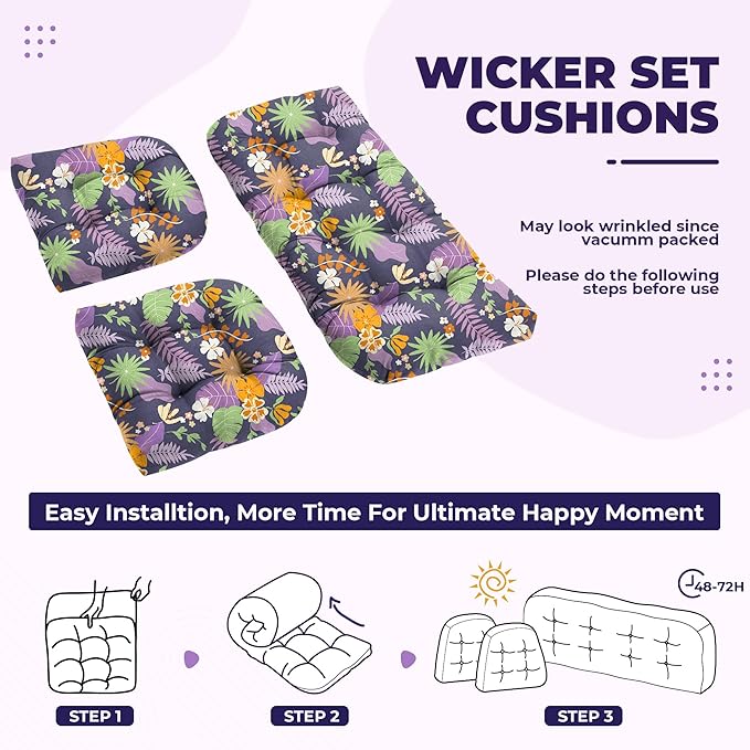 DANGHOOGY Wicker Chair Cushions, Waterproof Outdoor Loveseat Cushions