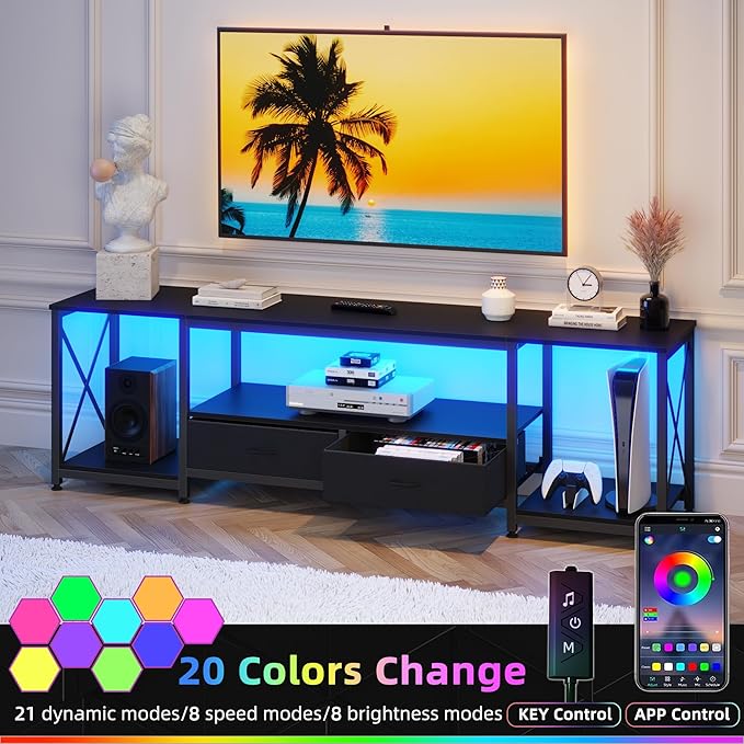 GYIIYUO TV Stand with Fabric Drawers