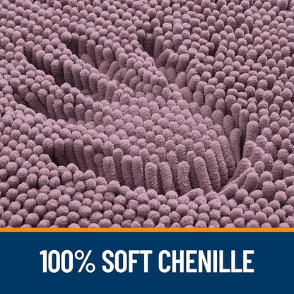 OLANLY Toilet Rugs U-Shaped 20x20, Extra Soft Absorbent Chenille Contour Bathroom Rugs for Toilet, Dry Quickly, Machine Washable, Non-Slip Bath Mat, Deep Plum
