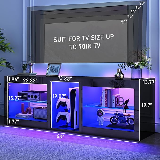 chartustriable LED TV Stands W/Power Outlet