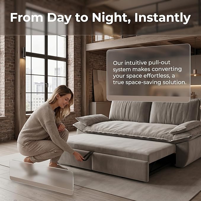 73.2" Sofa Bed Queen, 3-in-1 Pull Out Sofa Bed