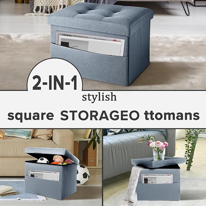 LINMAGCO Storage Ottoman Folding Foot Stool Ottoman