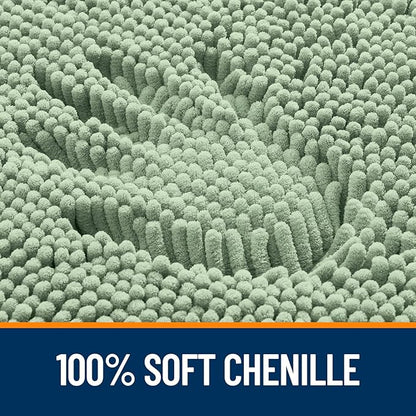 OLANLY Bathroom Rugs 30x18, Extra Soft Absorbent Chenille Bath Rugs, Rubber Backing Quick Dry, Machine Washable Bath Mats for Bathroom Floor, Tub and Shower, Home Decor Accessories, Sage Green