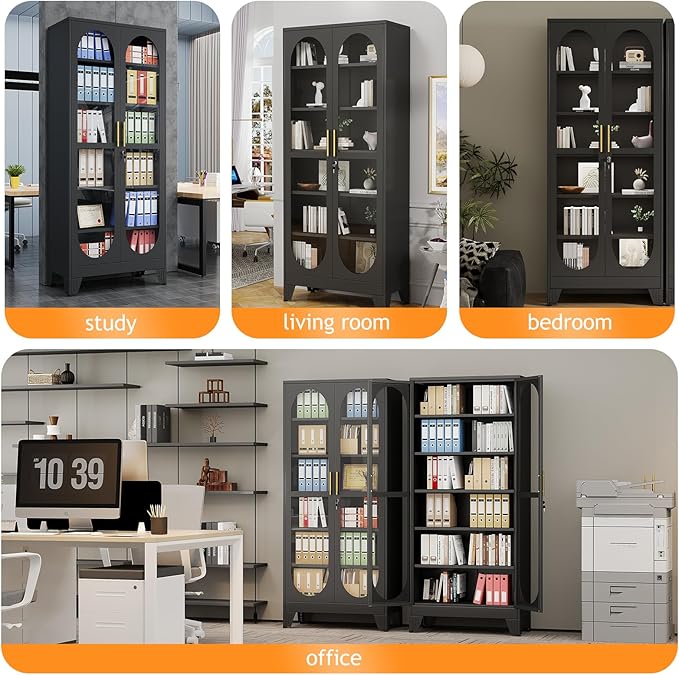 PAOFIN 75" H Locking Display Cabinet