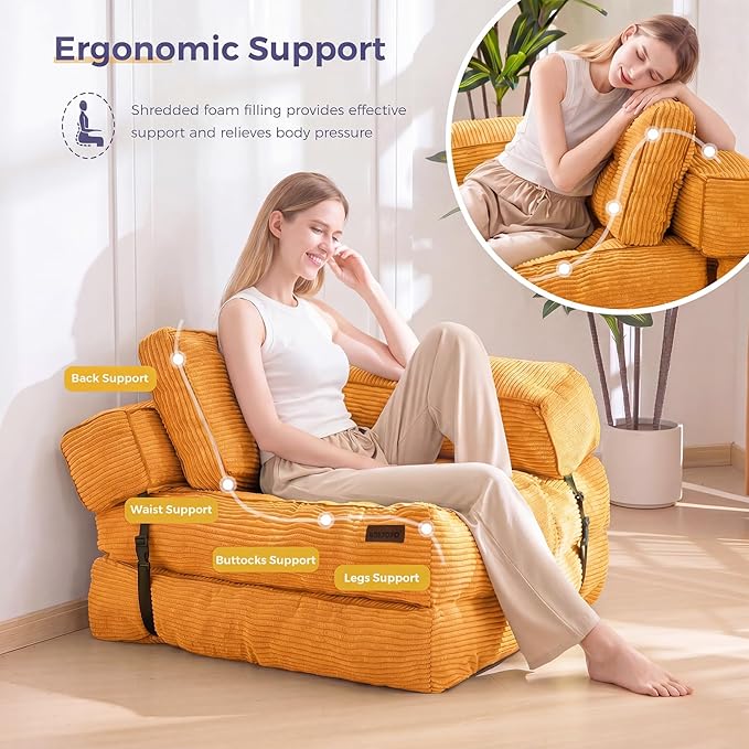 MAXYOYO Folding Sofa Bed, L-Shaped Convertible Sofa Bed Foldable Sleeper