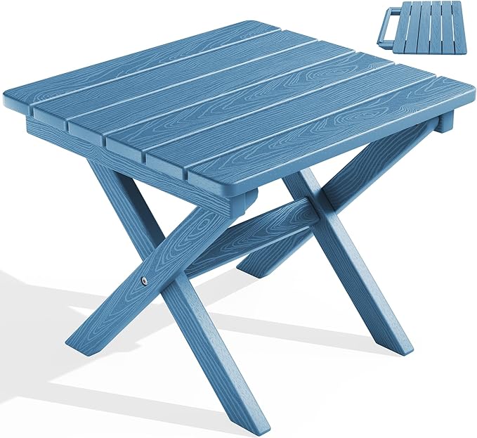 SERWALL Folding Adirondack Side Table, Portable Small Outdoor Table, Weather