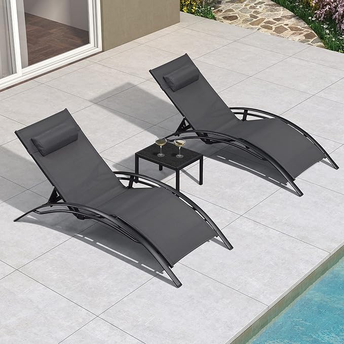 PURPLE LEAF Patio Oversized Chaise Lounge Chair Set