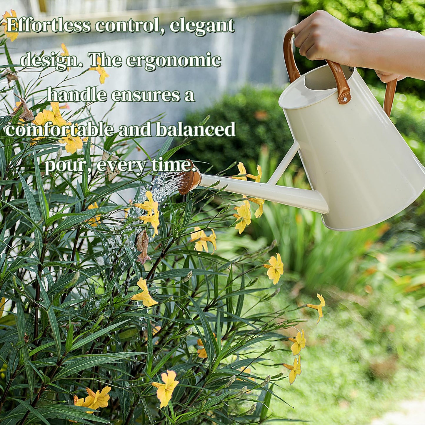 Metal Watering Can with Removable Spout, 1.5 Gallon Large Watering Cans for Plants, Galvanized Steel Gardening Water Can for Indoor & Outdoor Use, Watering Pot with Ergonomic Movable Handle(White)