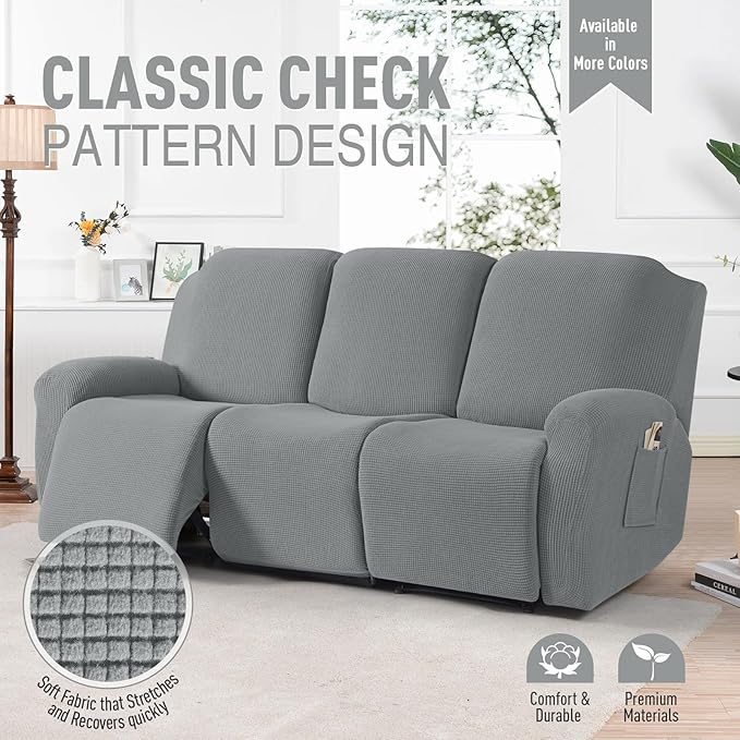 TAOCOCO Recliner Sofa Covers 8-Pieces Stretch Large Couch Covers
