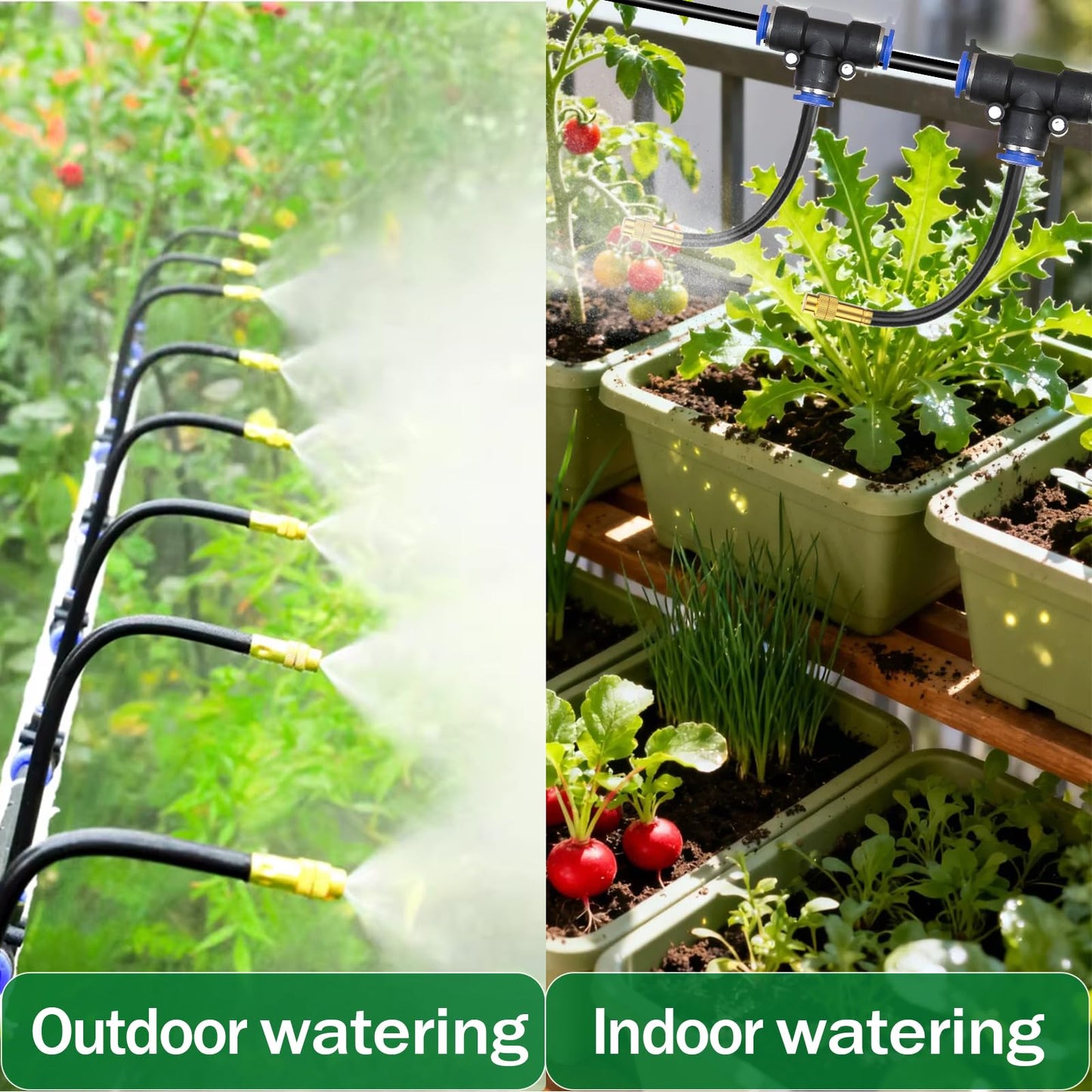 50Ft Drip Irrigation System 360°Adjustable Atomizing Copper Nozzle Irrigation System for Garden Watering System 5/16"Bendable Drip Irrigation Kit for Garden Yard Lawn Plants (50FT)