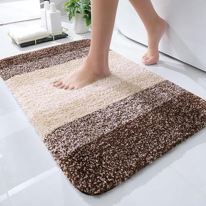 OLANLY Small Bathroom Rugs Mat 24x16, Extra Soft Absorbent Microfiber Bath Rugs, Rubber Backing, Quick Dry, Machine Washable Bath Mats for Bathroom Floor, Tub and Shower, Home Decor Accessories, Brown