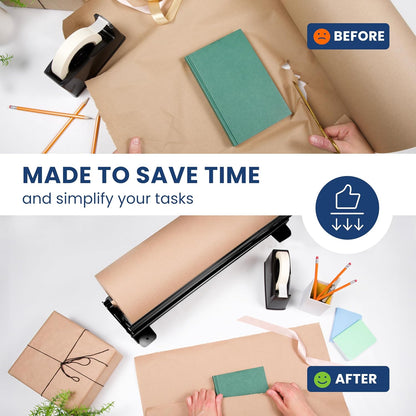 DIY Crew 36 Inch Paper Roll Dispenser and Cutter - Heavy-Duty Wall Mountable, Non Slip Tabletop - Kraft, Freezer, Butcher Paper - Up to 1000ft Rolls