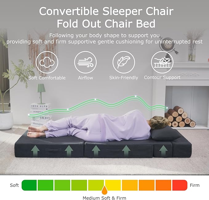 Folding Sofa Bed, 4 in 1 Convertible Sleeper Chair