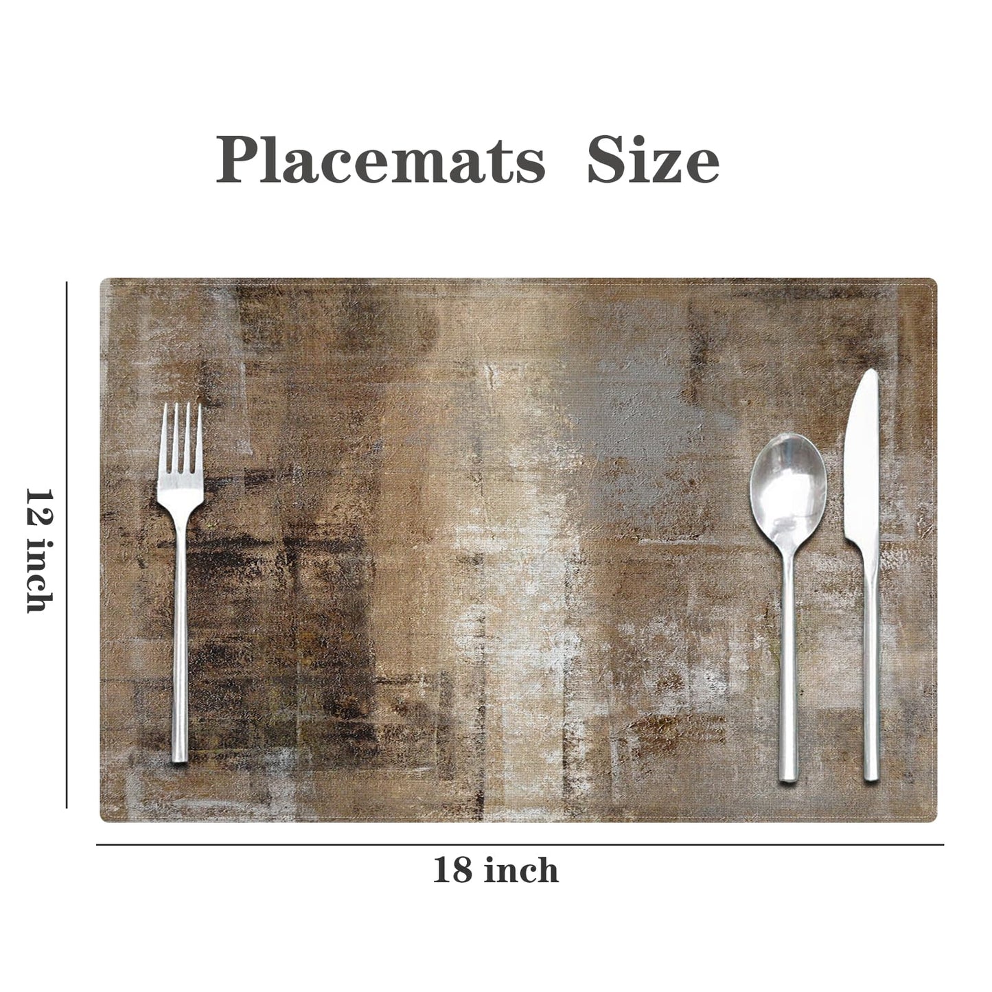 Kerton Stork Brown and Gray Placemats Set of 4, Modern Abstract Place Mats
