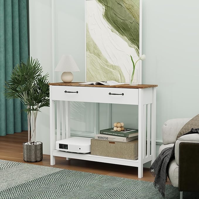 TaoHFE Farmhouse Narrow Console Table Modern Wooden, Living Room Tables Narrow