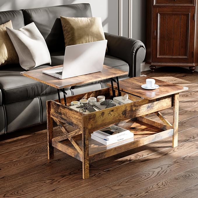 Lift Top Coffee Table with Storage, Small Coffee Table with Hidden Compartment