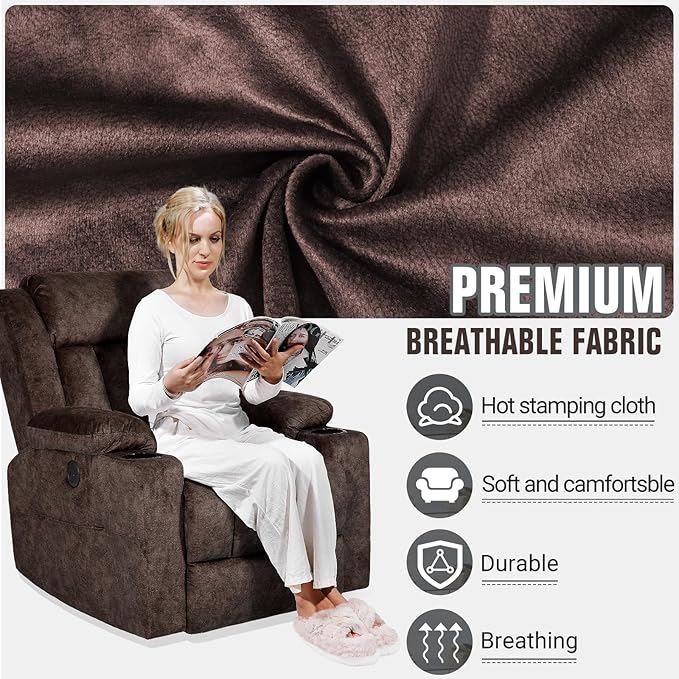 LEVELEVE Retro Rocking Recliner Chair, Massage Rocker Recliner Chair
