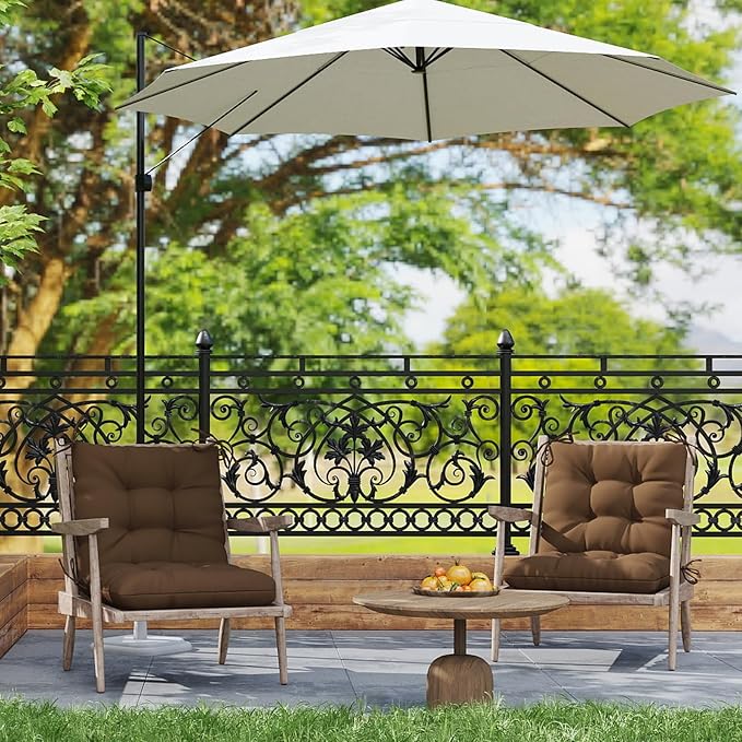 Outdoor Chair Cushions Set of 2, High Back Soft Seat Pad