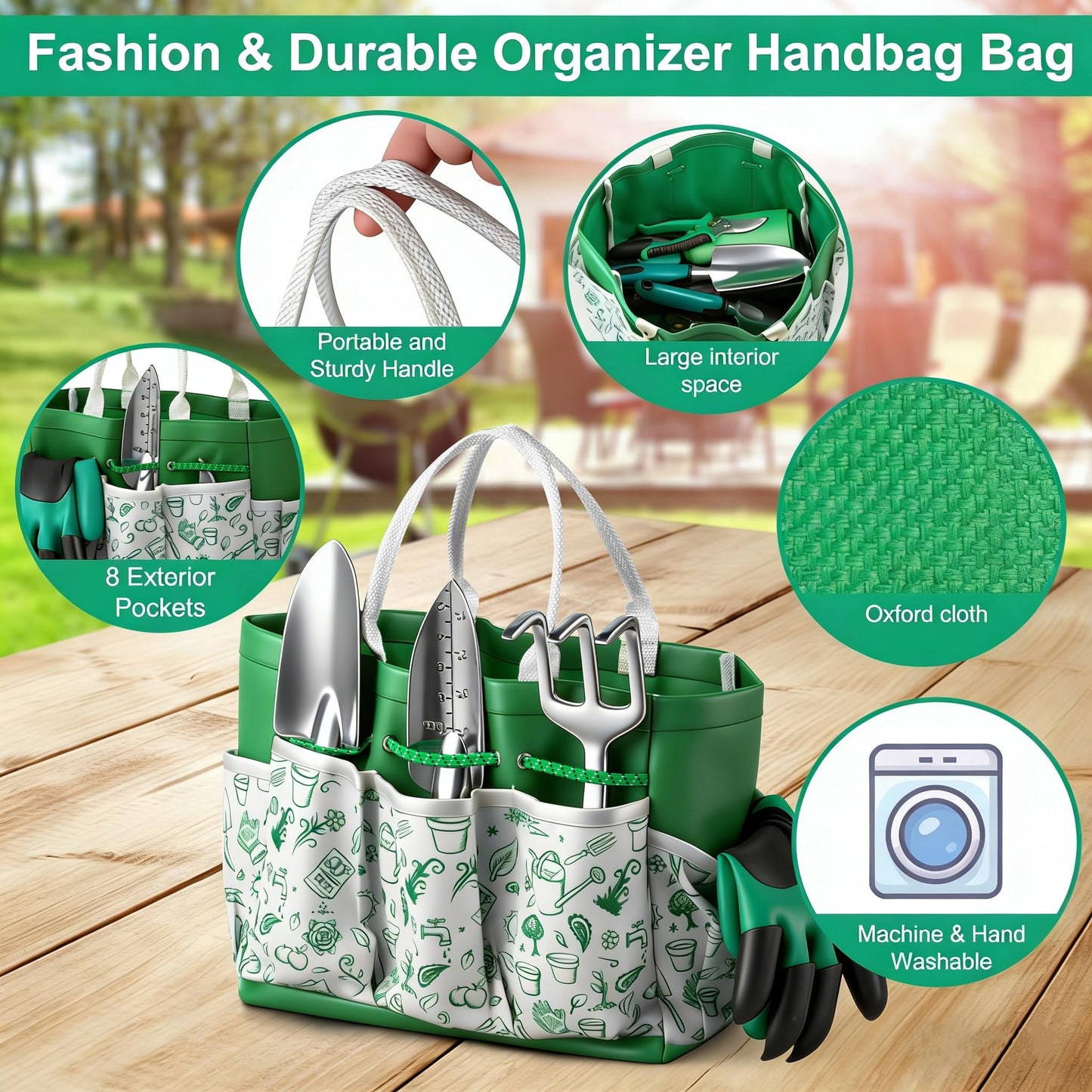 Alitifiy Garden Tool Set, 12-Piece Complete Stainless Steel Gardening Essentials, Heavy Duty Garden Tools with Large Storage Tote, Gardening Gifts for Women, Men, Mom & Dad Beginners Gardeners, Green