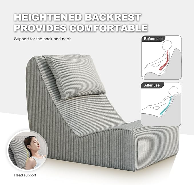 Giant Bean Bag Chair for Adults, Corduroy Chaise Lounge