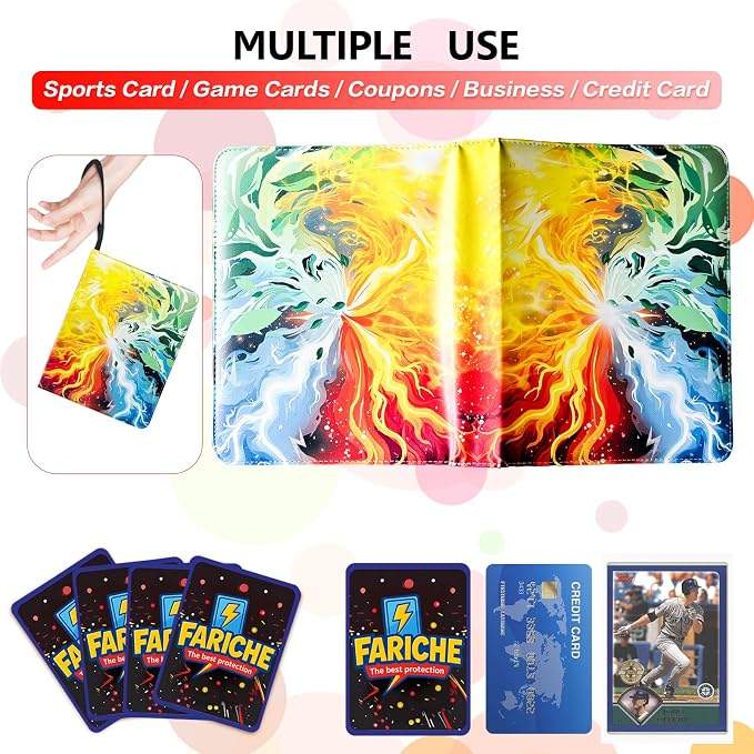 Trading Card Binder for TCG Cards, 4-Pocket Portable Card Collector Ablum Holder Book Fits 400 Cards with 50 Removable Sleeve, Waterproof Card Binder Display Storage Carrying Cases for TCG-Storm