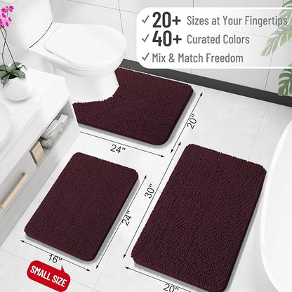 OLANLY Bathroom Runner Rugs 47x17, Soft Absorbent Chenille Bath Rugs, Rubber Backing Quick Dry, Machine Washable Long Bath Mats for Bathroom Floor, Tub and Shower, Home Decor Accessories, Black Cherry