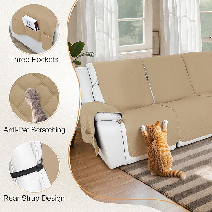 HDCAXKJ 100% Waterproof Reclining Sectional Couch Covers L Shape Recliner Sofa