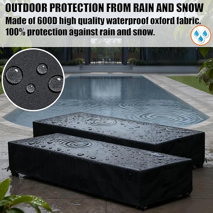 Lounge Chair Covers Outdoor Waterproof Patio Chaise Lounge Cover 600D Weather