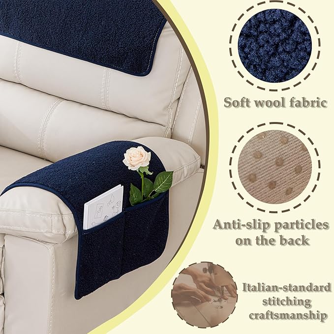 Armrest Covers - Arm Chair Covers Set of 3 Recliner Chair Covers,