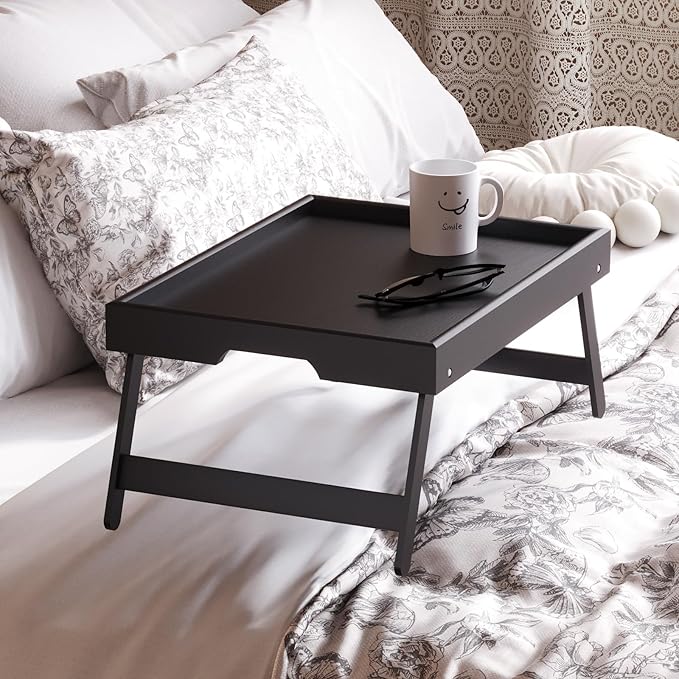 Fibogollo 4 Pack Bamboo Bed Tray Table