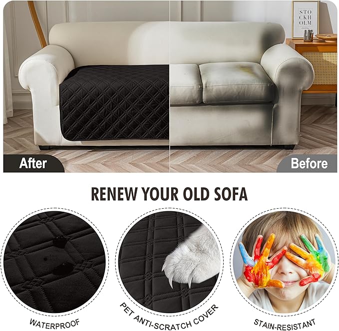 Genina Waterproof Couch Cover, Washable Anti-Slip 78inch Sofa Covers