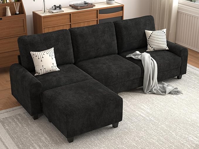 EASE MOOSE 100" Chenille L-Shaped Sectional Sofa, Modern Deep Seat Modular Couch