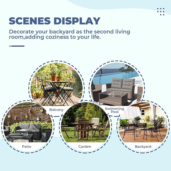 DANGHOOGY Wicker Chair Cushions, Waterproof Outdoor Loveseat Cushions